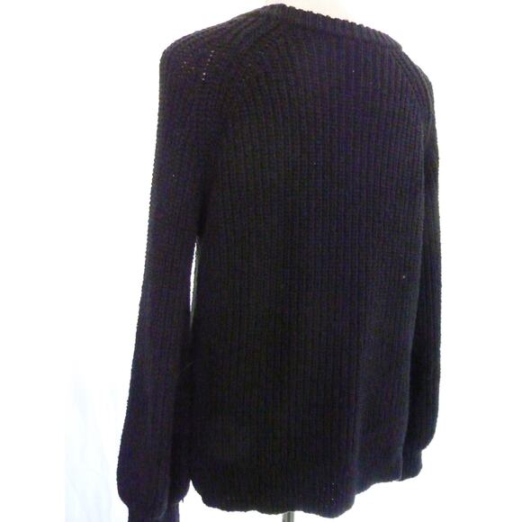 Madewell Black Cable Knit Cotton Sweater Pullover Medium - Picture 3 of 6